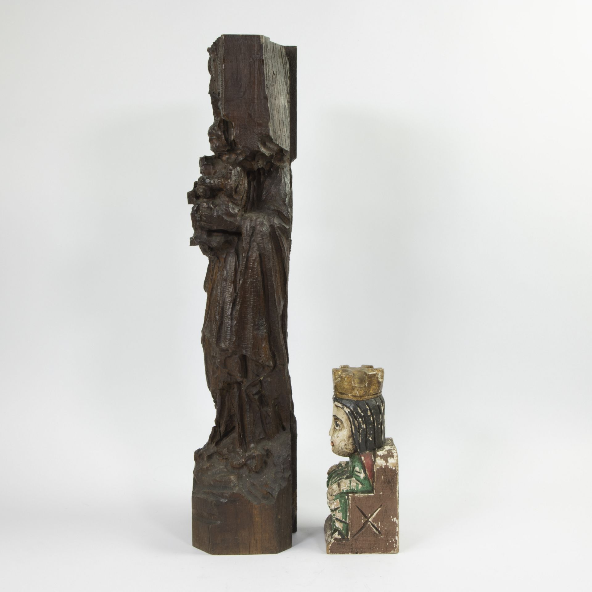 Collection of decorative folk statue and madonna with child - Image 2 of 4