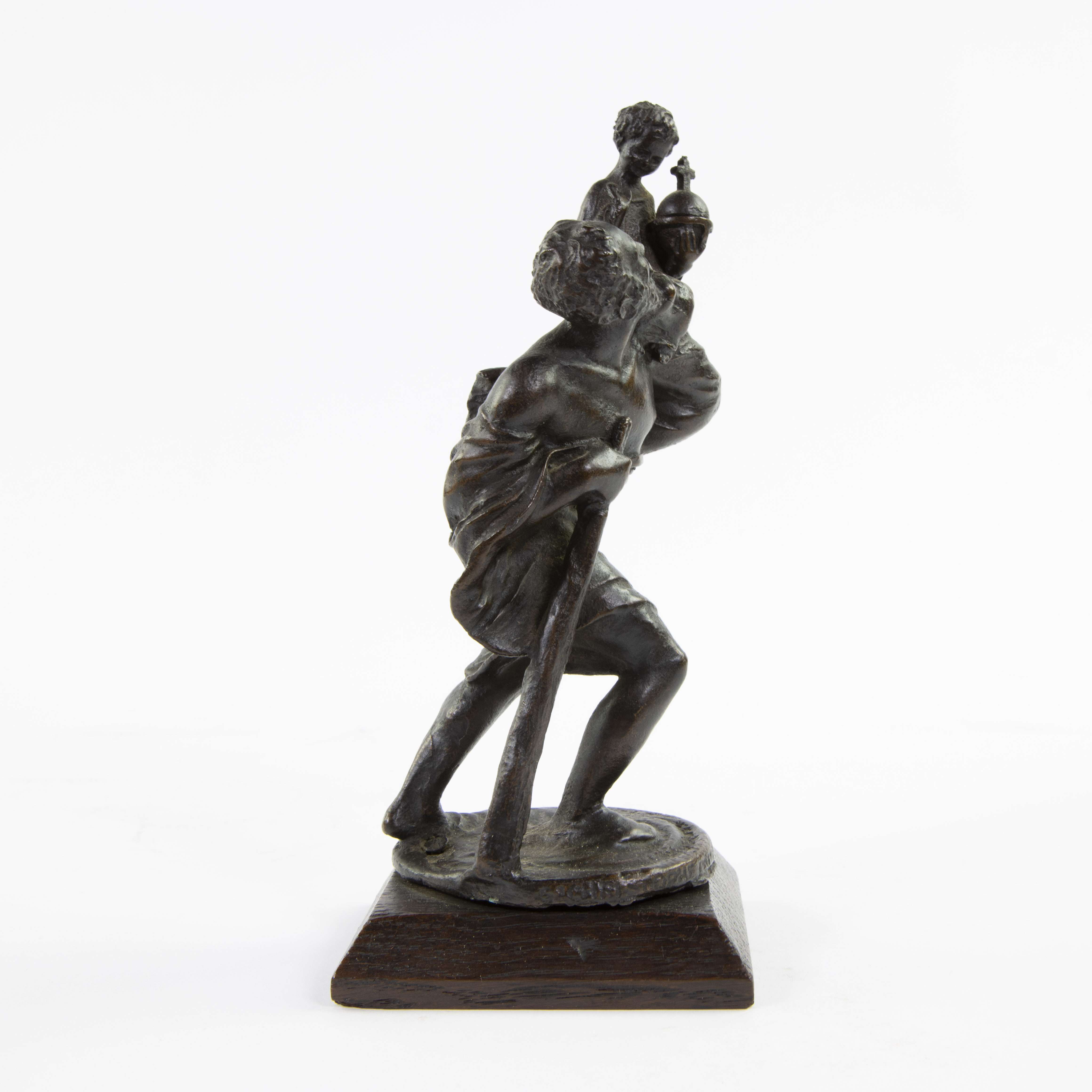 Bronze head of Mozart on marble base , not signed and bronze Saint Christopher - Image 7 of 9