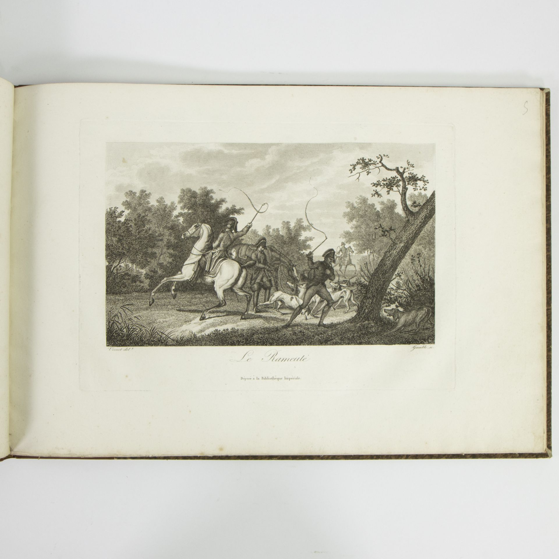 VERNET (Carle) Chase du Cerf Beautiful suite of 24 plates, etched by Gamble after Carle Vernet. earl - Bild 3 aus 6