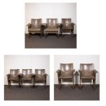 A set of 8 Korium leather armchairs, designed by Tito Agnoli and manufactured by Mateo Grassi