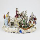 A Dresden monumental porcelain figural group, depicting a musical family in the 18th century style,