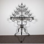 19th century wrought iron church candlestick with geometric decoration