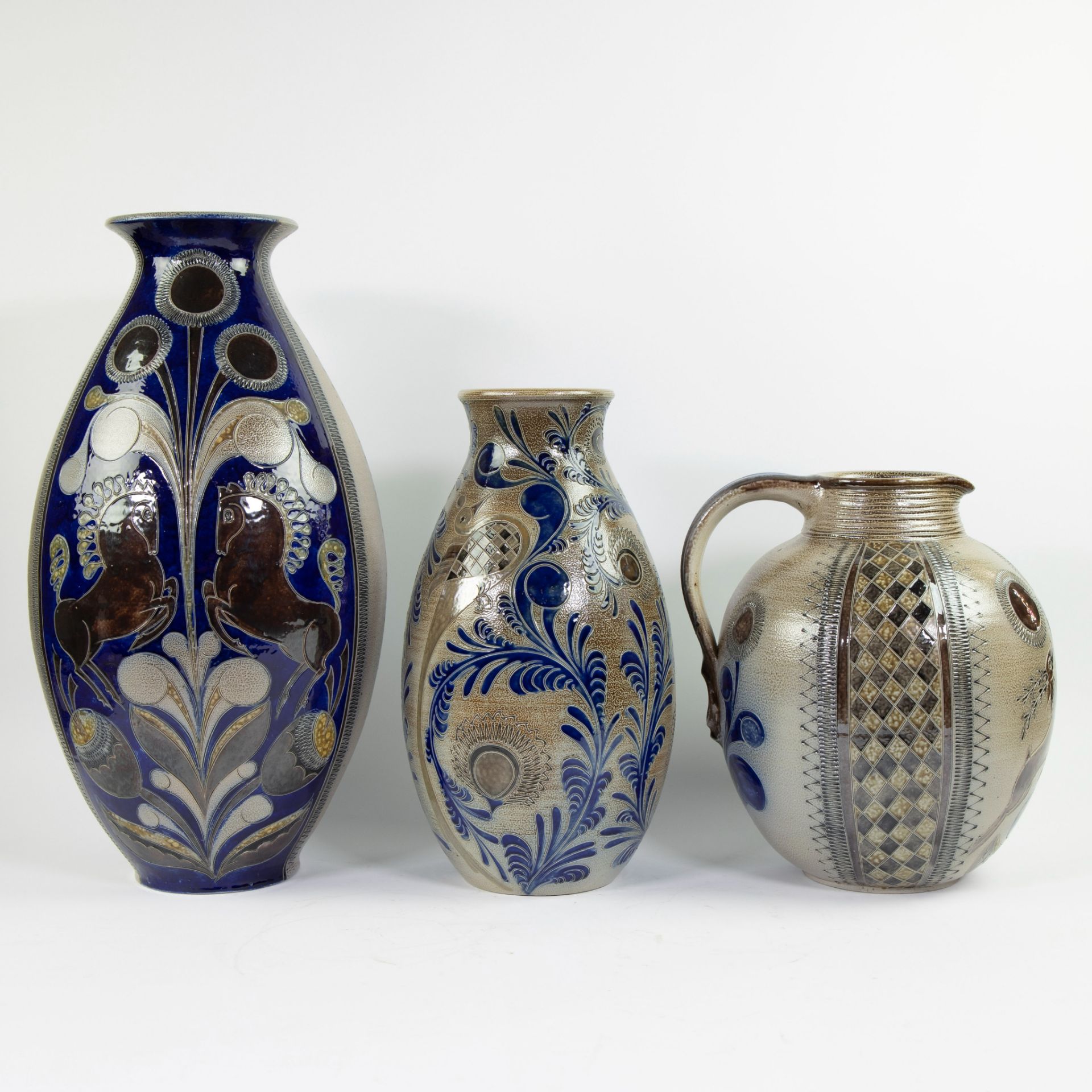 Mid-century ceramic jug and 2 vases, made of stoneware, Germany, 2 marked - Bild 3 aus 5
