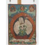 Tibetan Tangka 19th century, Buddha decor Buddha Avalokiteshvara