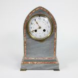 Art deco table clock in gray marble