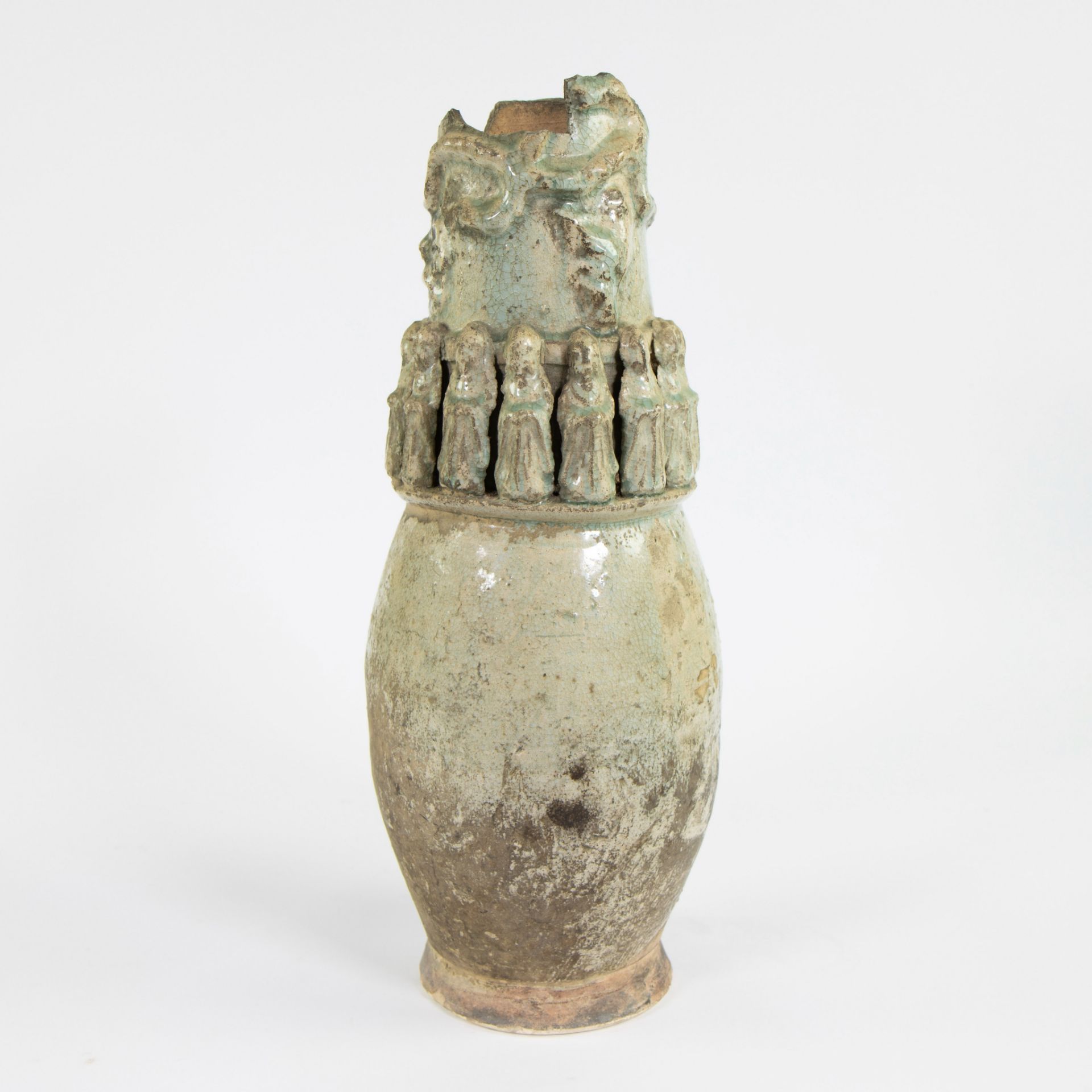Chinese tomb vase in glazed earthenware, presumably 6th century - Image 3 of 5