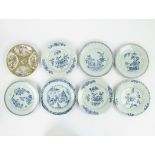 A collection of Chinese plates blue/white (7) and Canton plate