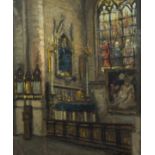 Oil on canvas Church interior, not signed
