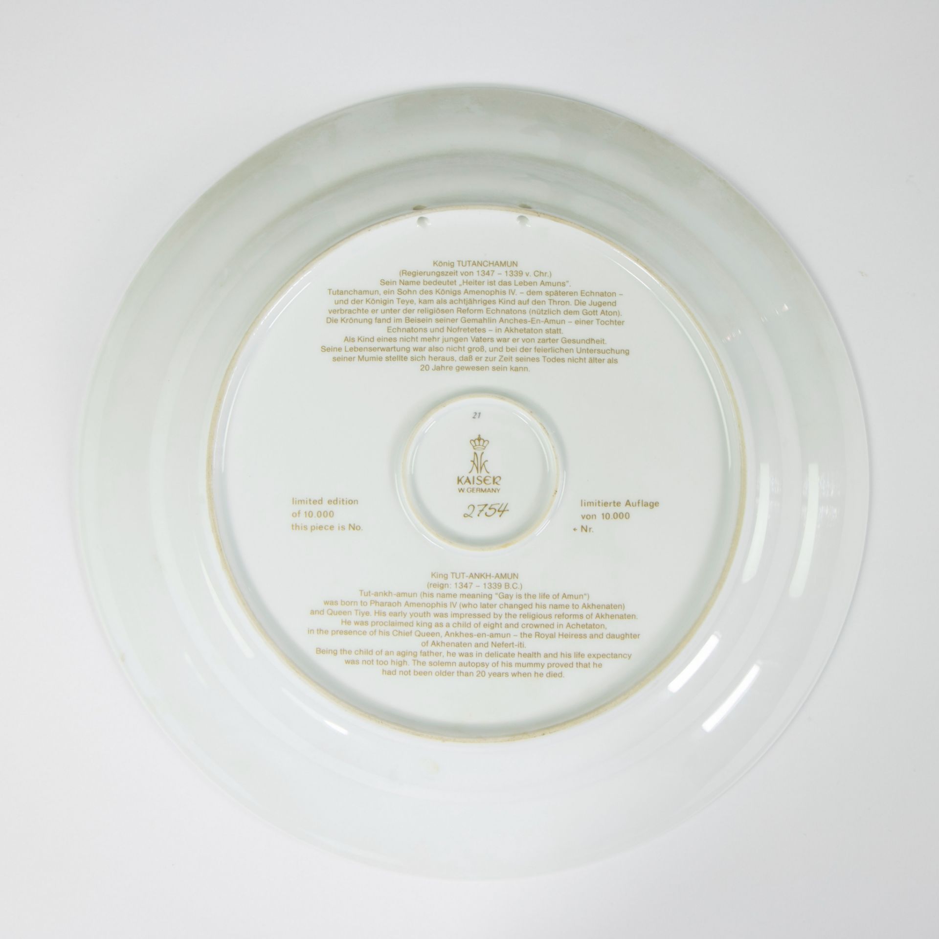 A collection of Kaiser porcelain Prelude design G. Schardt and plate King Tutankhamon limited editio - Bild 2 aus 4