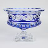 Val Saint Lambert cobalt mauw and white clear crystal coupe Borodin, signed