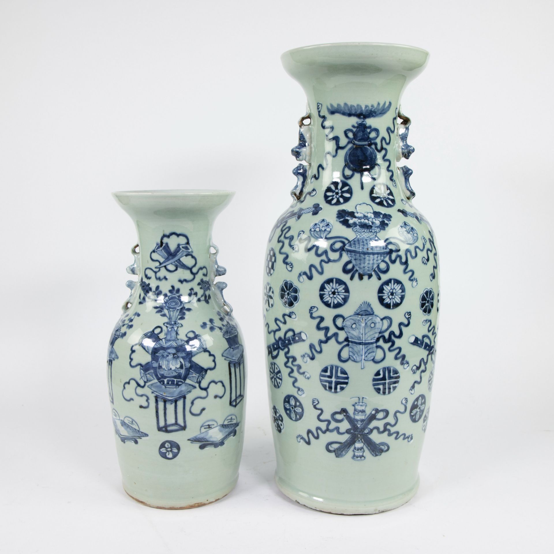 3 Chinese celadon vases late 19th century - Image 8 of 11