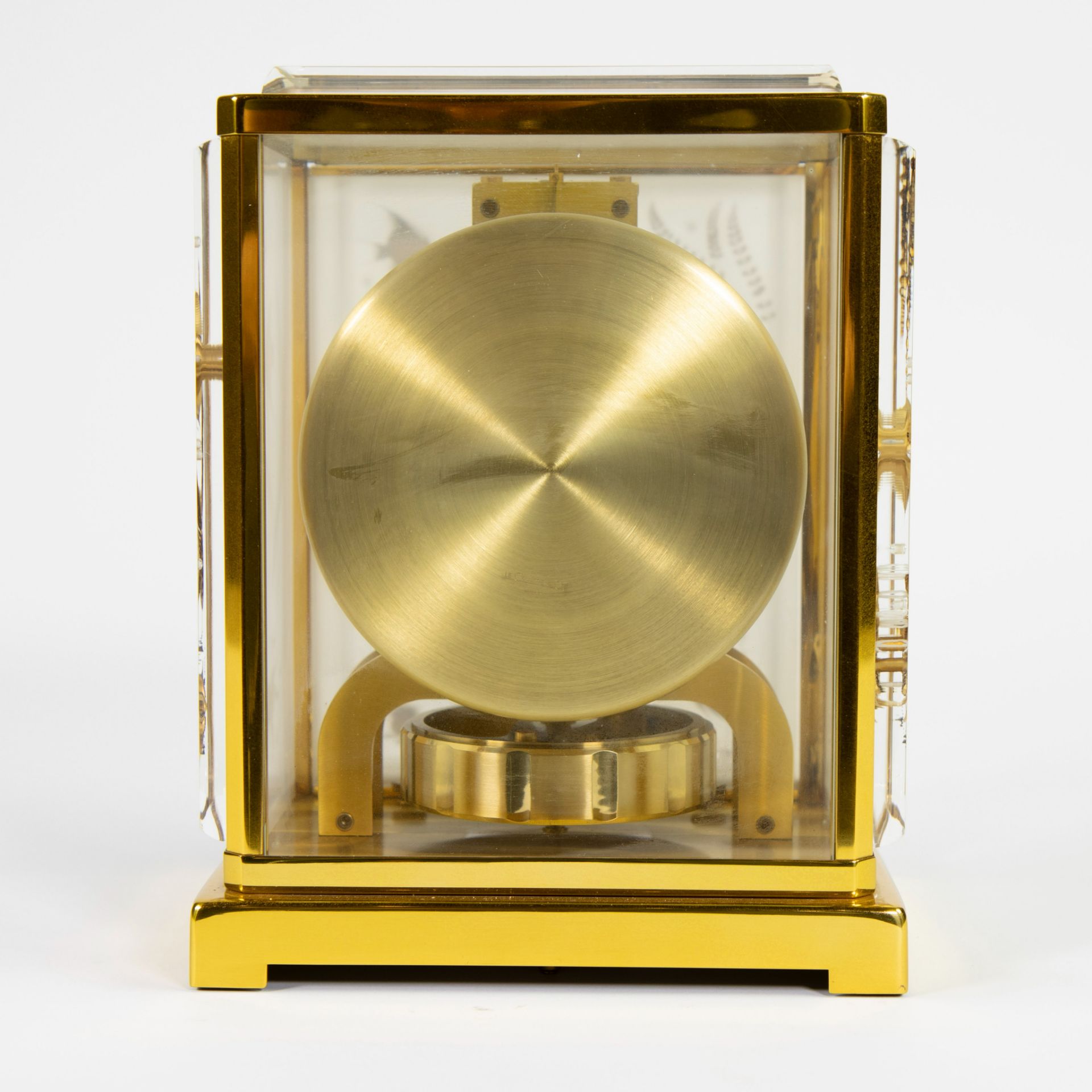 A stunning and rare Jaeger LeCoultre Mid Century Atmos Clock Marina Model, gilt brass and lucite - Image 4 of 6