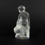 Lalique France crystal figurine of a female nude, signed and with label
