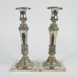 Pair of silver candlesticks with initials BJ, Austria/Hungary, 530 grams