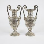 Pair of silver decorative vases, German, after 1884, silver 800, 520 grams