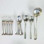 Silver cutlery (forks, spoons, spoons) and ladles, Ath 1777, cutlery and 2 spoons Wolfers, 1030 gram