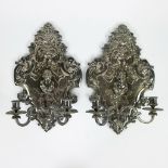 Pair of silver plated wall sconces renaissance style