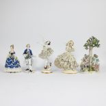 A collection of 5 porcelain figurines ao Meissen, Capo Di Monti
