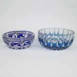 Val Saint Lambert lot 2 blue crystal coupes