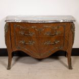 French Louis XV Style dresser with bronze decorations and marble top