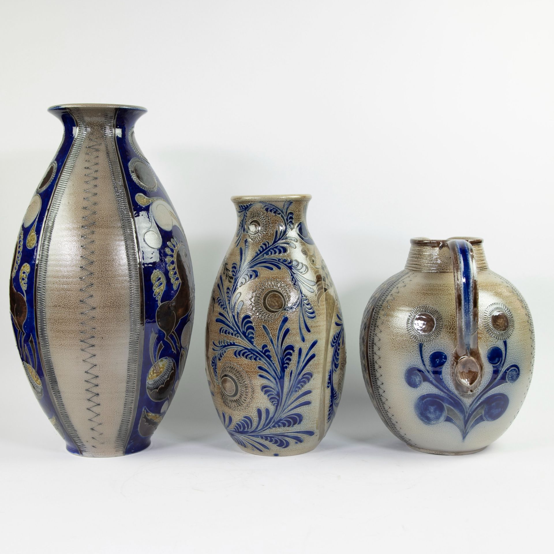 Mid-century ceramic jug and 2 vases, made of stoneware, Germany, 2 marked - Bild 2 aus 5