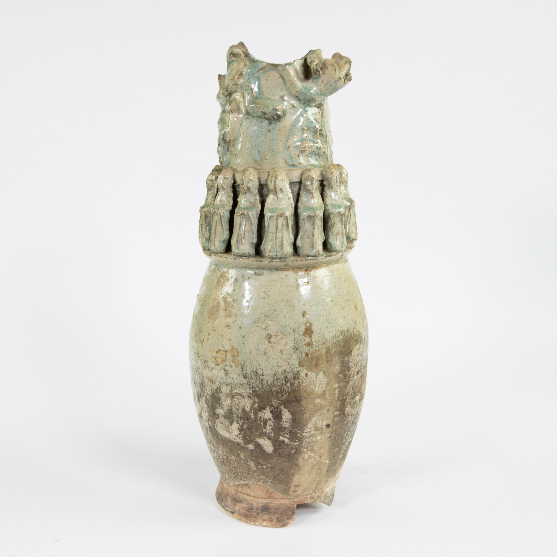 Chinese tomb vase in glazed earthenware, presumably 6th century - Image 4 of 5