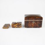 A collection of a tea box, a pill box and a tinder box in turtle, ca 1900