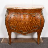 Small Louis XV style chest of drawers with marble top and bronze decorations