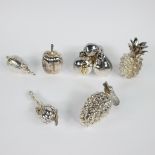 A collection of silver plated fruit