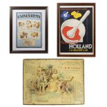 A collection of advertising objects: calendar Buyck Frères Gand 1901, poster NV Verfstoffenfabriek H
