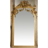 Large gilded wooden Louis Philippe mirror with garlands