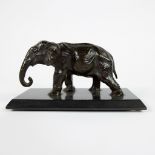 Art Deco Bronze of an elephant on black marble base