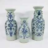 3 Chinese celadon vases late 19th century