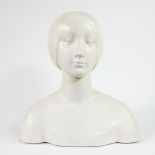 Bust of a young girl, copy made in white polychrome plaster of the sculpture, in Carrara marble, by