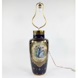 Cobalt blue lampadaire with hand-painted decor