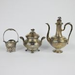 A silver basket and tea and sugar bowl, French, 2nd half of the 19th century, 1030 grams