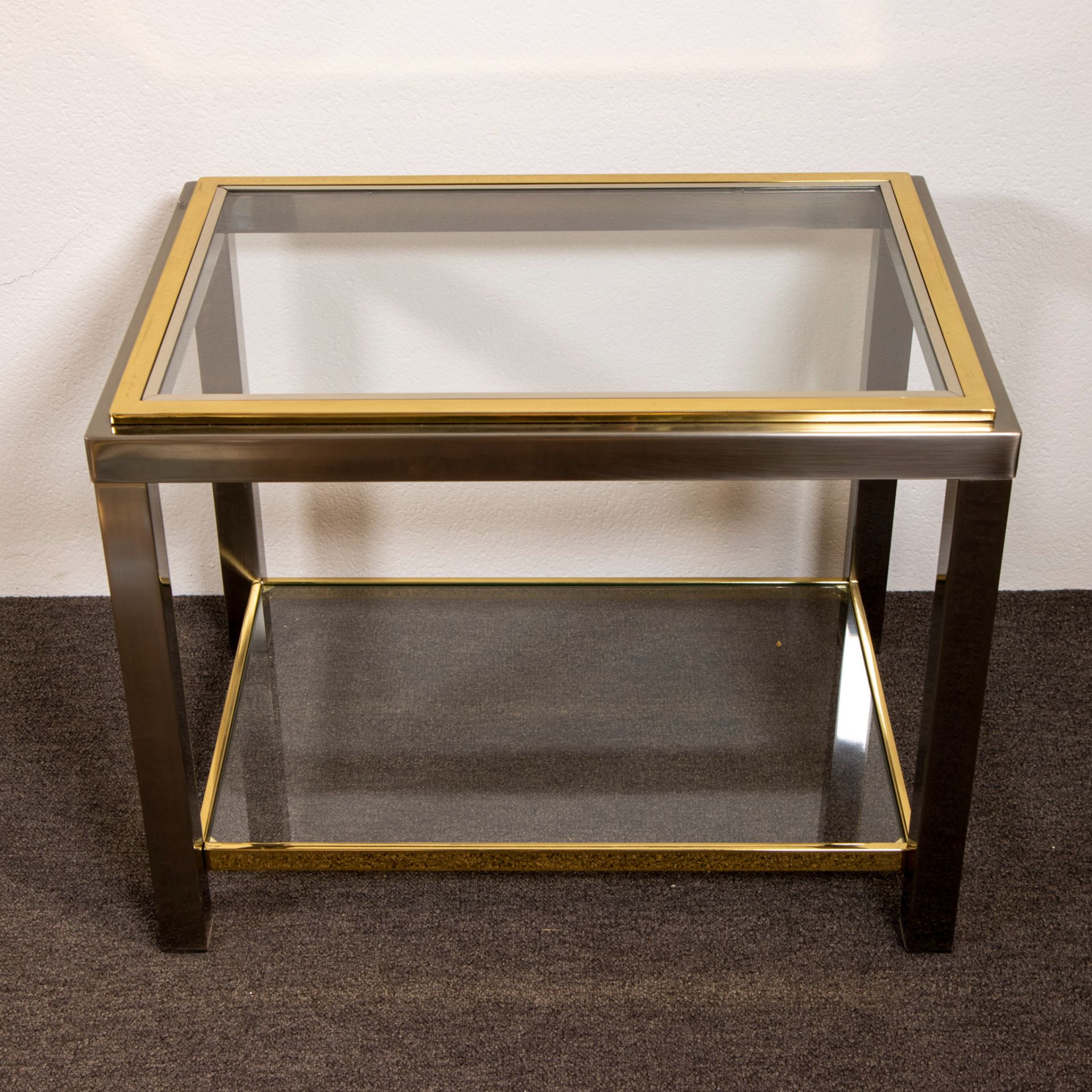 2 Belgo Chrom side tables, steel and brass with clear glass - Bild 2 aus 3