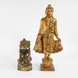 Lot of 2 gilded wooden Buddhas