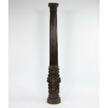 Antique oak column column decorated with angels