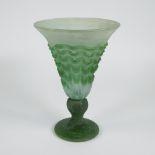 Daum Nancy chalice vase in sabled green glass, signed