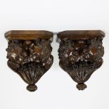 Antique pair oak consoles