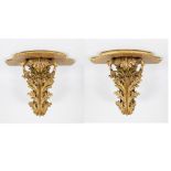 Pair of gilded wooden wall consoles