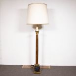 Floor lamp in mahogany, marble and brass, Empire style