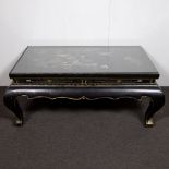 Chinese coffee table with marquetry, floral decor