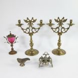 A collection of church attributes and 2 candlesticks