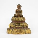 Gold gilded wooden Buddha Burma 19th century