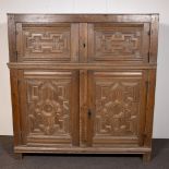 Blank oak four-door Renaissance cabinet