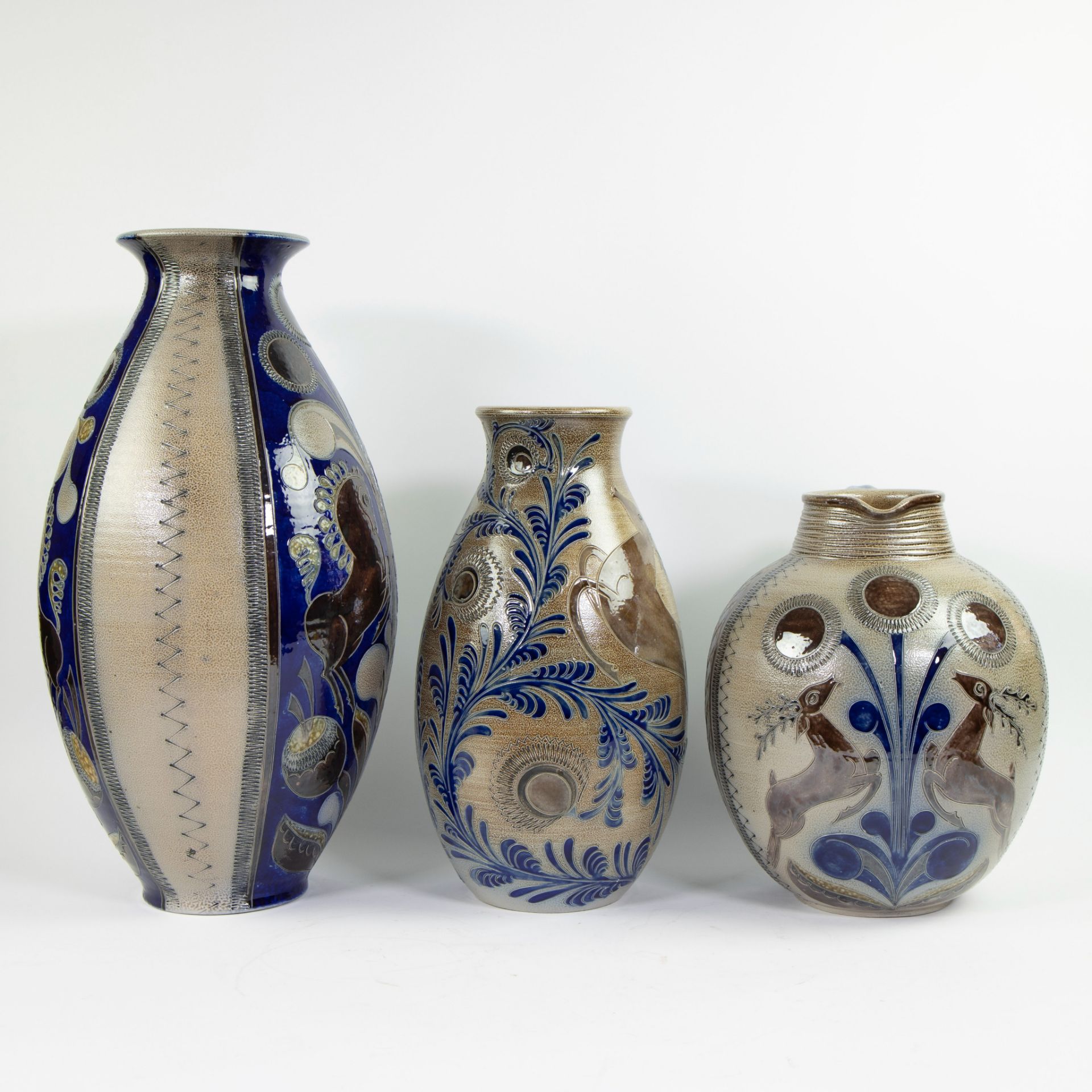 Mid-century ceramic jug and 2 vases, made of stoneware, Germany, 2 marked - Bild 4 aus 5
