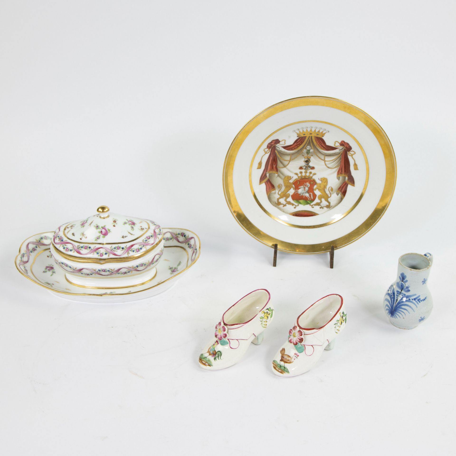 A collection of porcelain and earthenware, Paris 1830, Viennese plate early 19th century