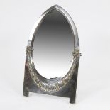Art Nouveau WMF silver plated table mirror with roses and cut mirror glass